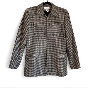 Chaus Vintage Wool Black and White Houndstooth Blazer Size‎ 6